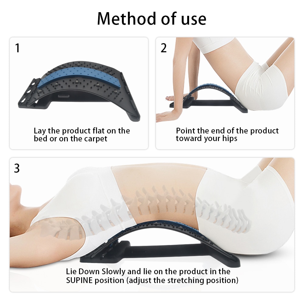Multi-Level Adjustable Back Massager Stretcher Waist Neck Stretch Fitness Lumbar Cervical Spine Support Pain Relief Relaxation