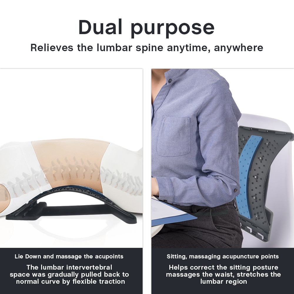 Multi-Level Adjustable Back Massager Stretcher Waist Neck Stretch Fitness Lumbar Cervical Spine Support Pain Relief Relaxation