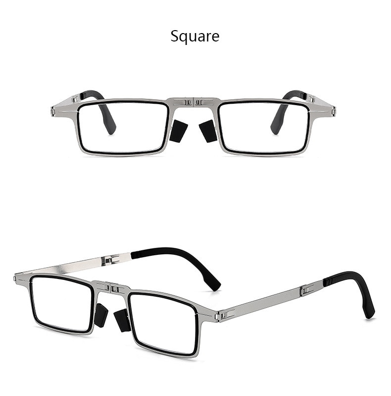 Metal Round Oval Square Presbyopic Folding Reading Glasses Men With Box Anti-Blue Light Blocking Computer Eyeglasses For Vision