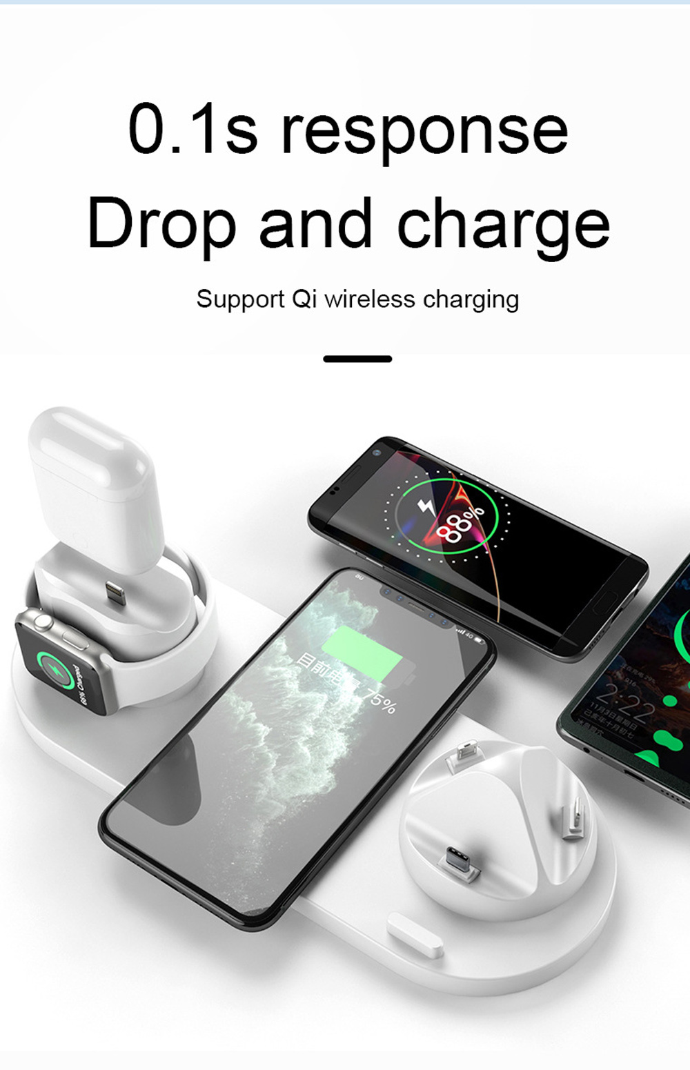 2022 Wireless Charger for iPhone 12 Pro for iphon Fast charger10W Fast Charging Pad for Apple Watch 6 in 1 Charging Dock Station