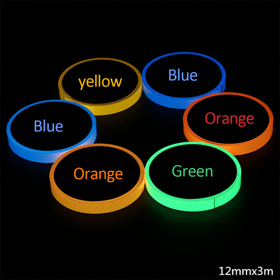 Colorful Glow Tape Self-adhesive Sticker Removable Luminous Tape Fluorescent Glowing Dark Striking Night Warning Luminous Tape