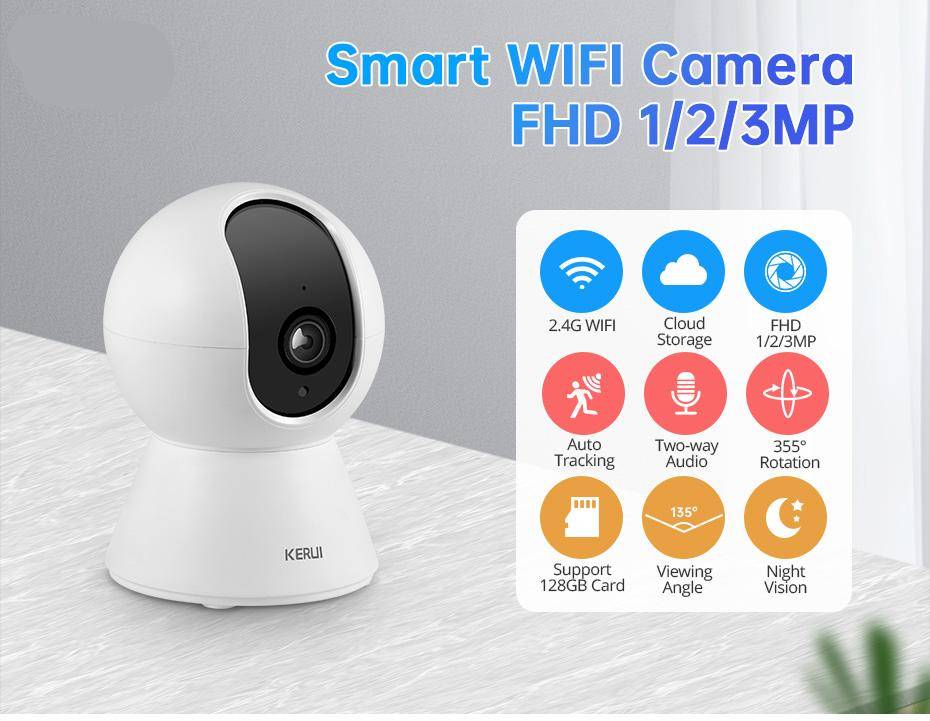 KERUI 1080P 3MP Tuya Smart Mini WiFi IP Camera Indoor Wireless Security Home CCTV Surveillance Camera 2MP With Auto Tracking