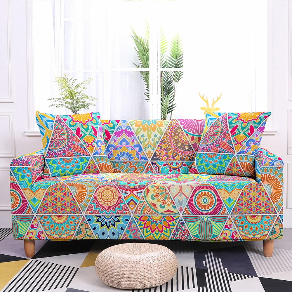 Mandala Elastic Sofa Covers For Living Room Stretch Bohemian Non-slip Couch Cover Sofa Slipcover Chair Protector 1/2/3/4 Seater