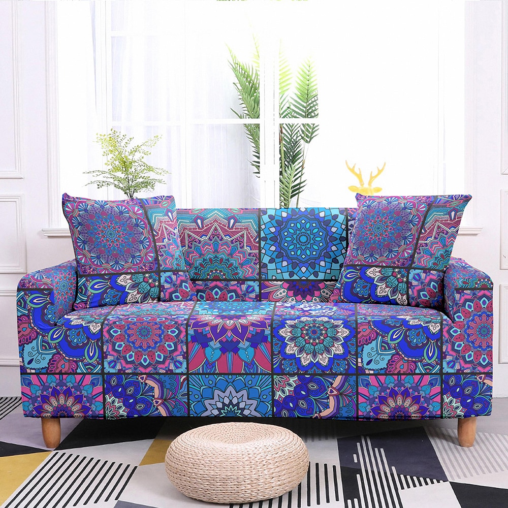 Mandala Elastic Sofa Covers For Living Room Stretch Bohemian Non-slip Couch Cover Sofa Slipcover Chair Protector 1/2/3/4 Seater